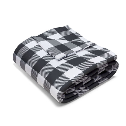 Fleece Blanket with Black Flannel Design