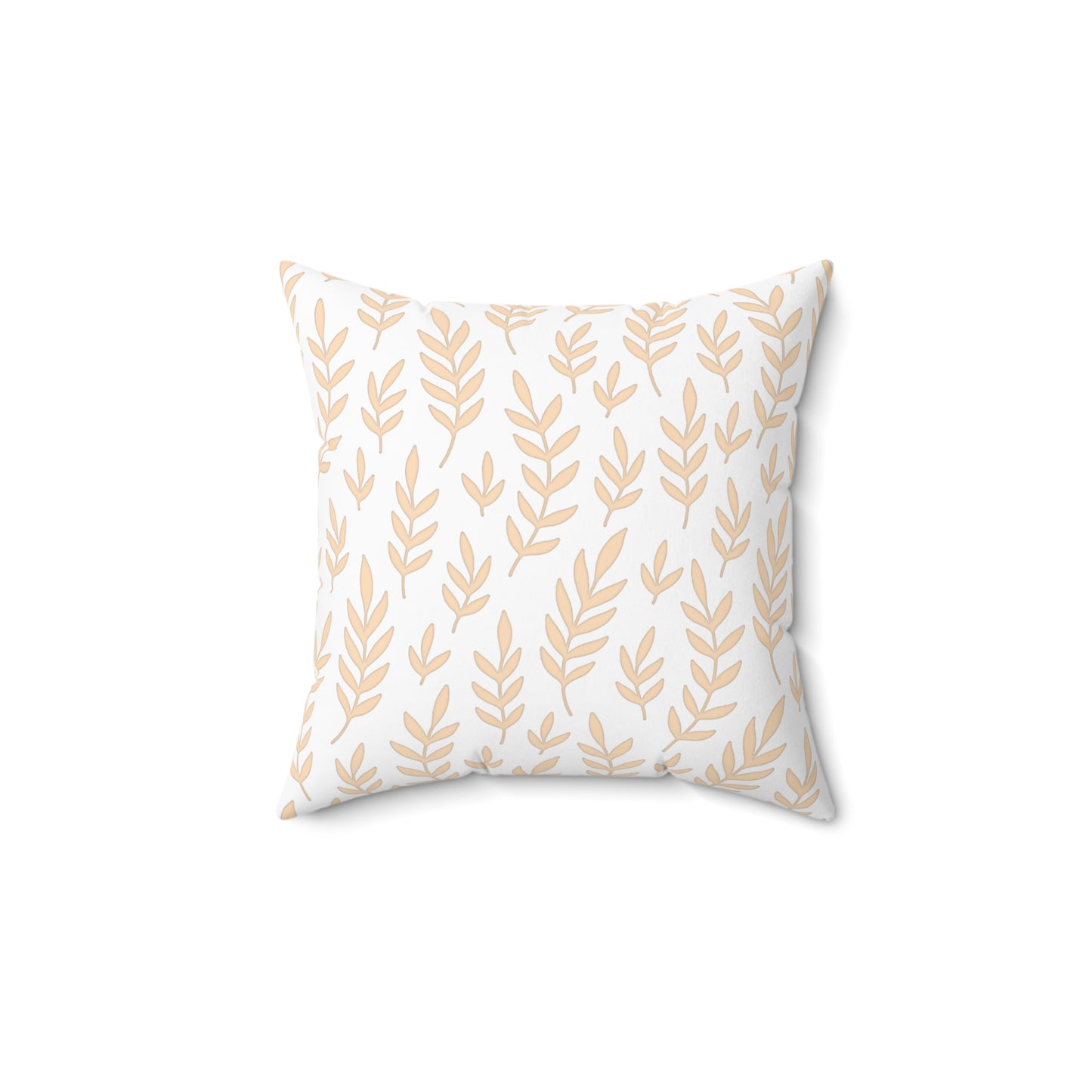 Square Pillow with Overlapping Tan Leaf Pattern