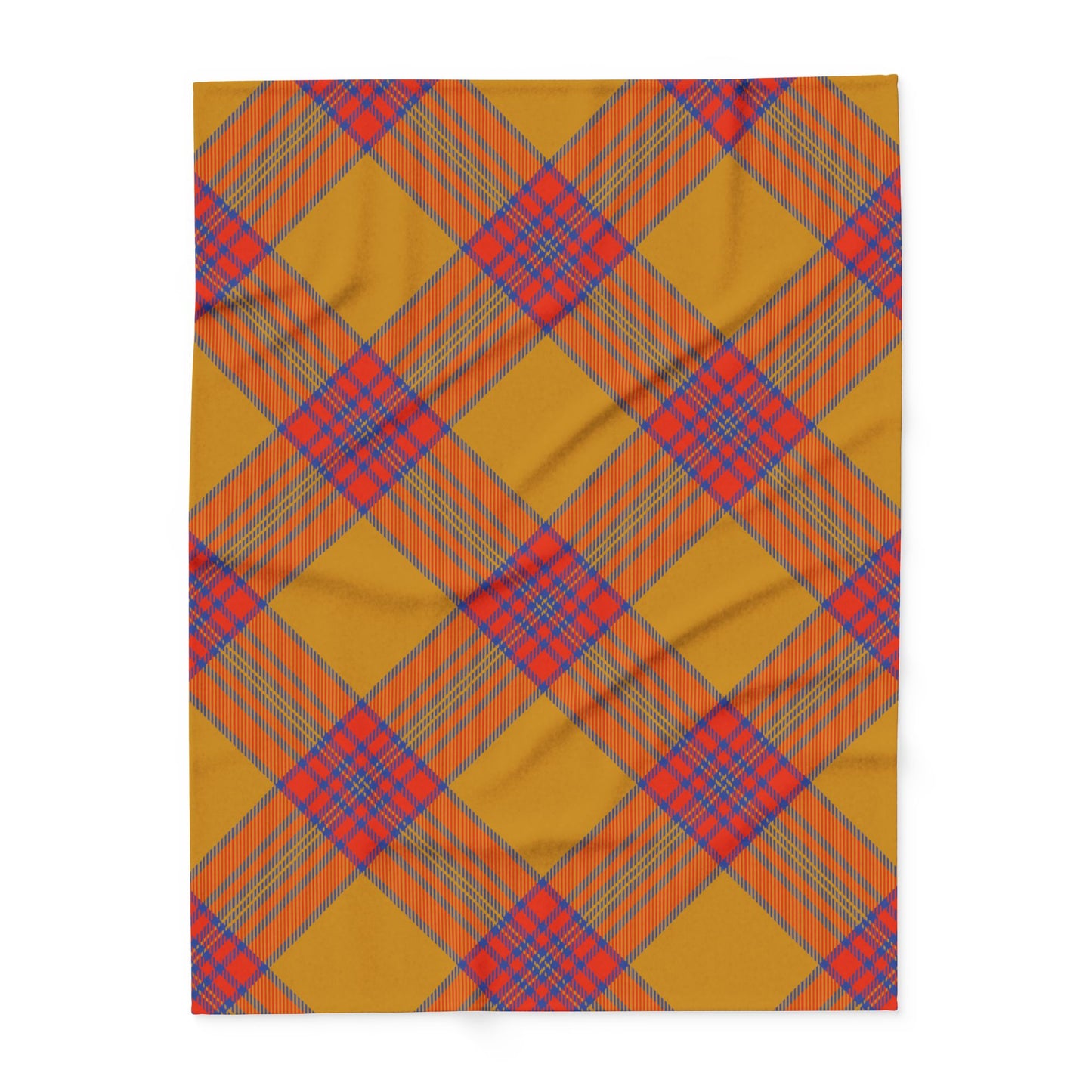 Fleece Blanket - Orange and Blue Flannel Pattern