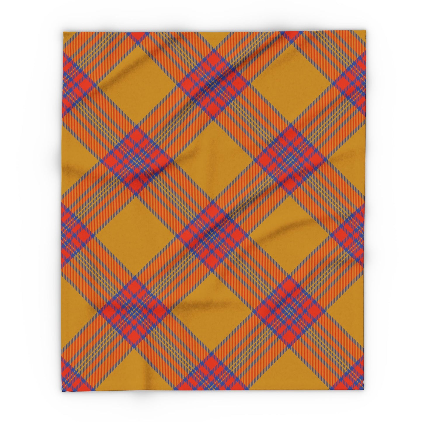 Fleece Blanket - Orange and Blue Flannel Pattern