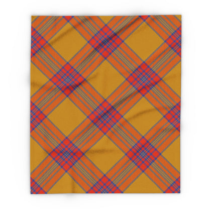 Fleece Blanket - Orange and Blue Flannel Pattern