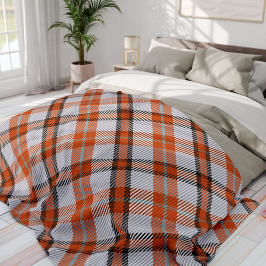 Fleece Blanket - Orange and Black Cross Flannel Pattern