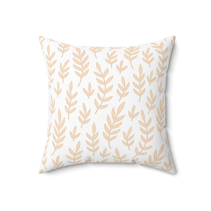 Square Pillow with Overlapping Tan Leaf Pattern