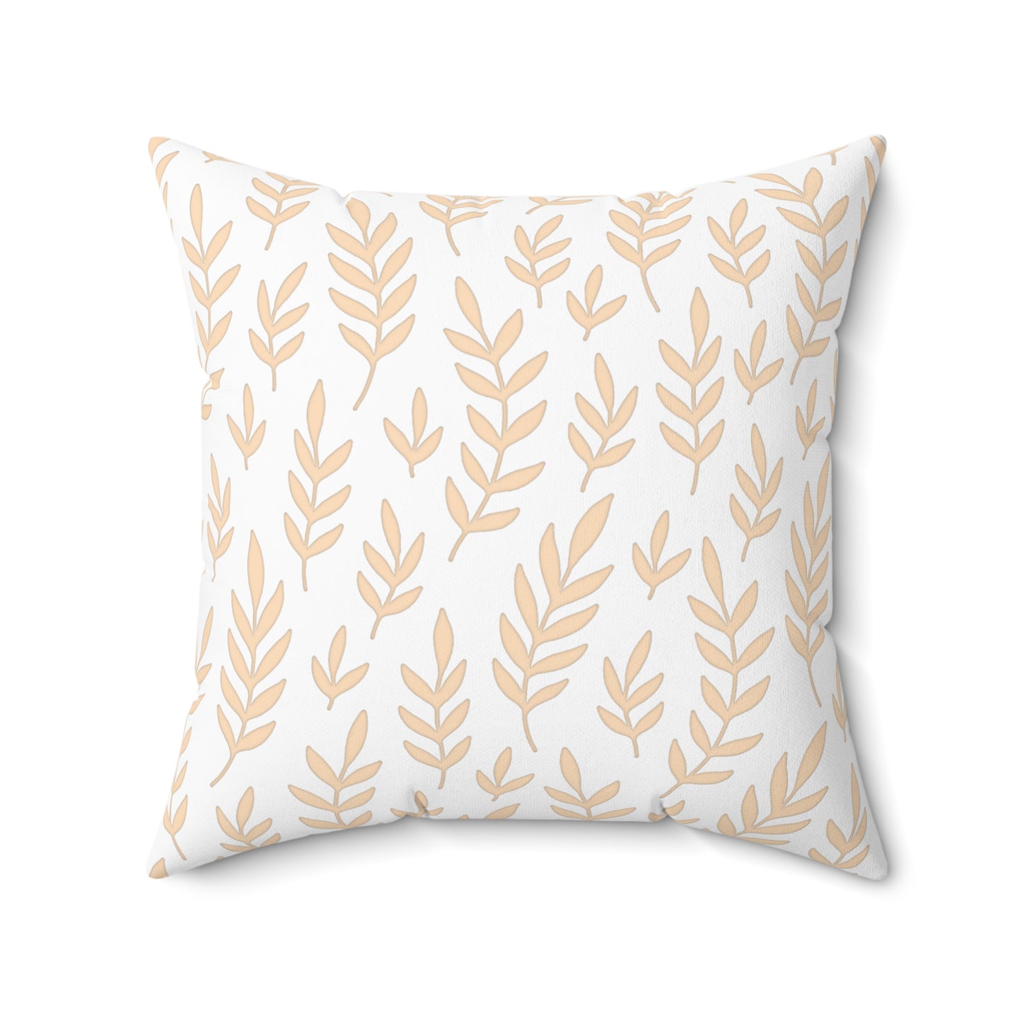 Square Pillow with Overlapping Tan Leaf Pattern