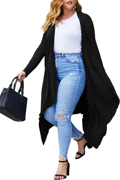 Women's Long Sleeve Cardigan Open Front Knit Sweater Coat