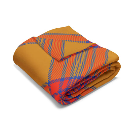 Fleece Blanket - Orange and Blue Flannel Pattern