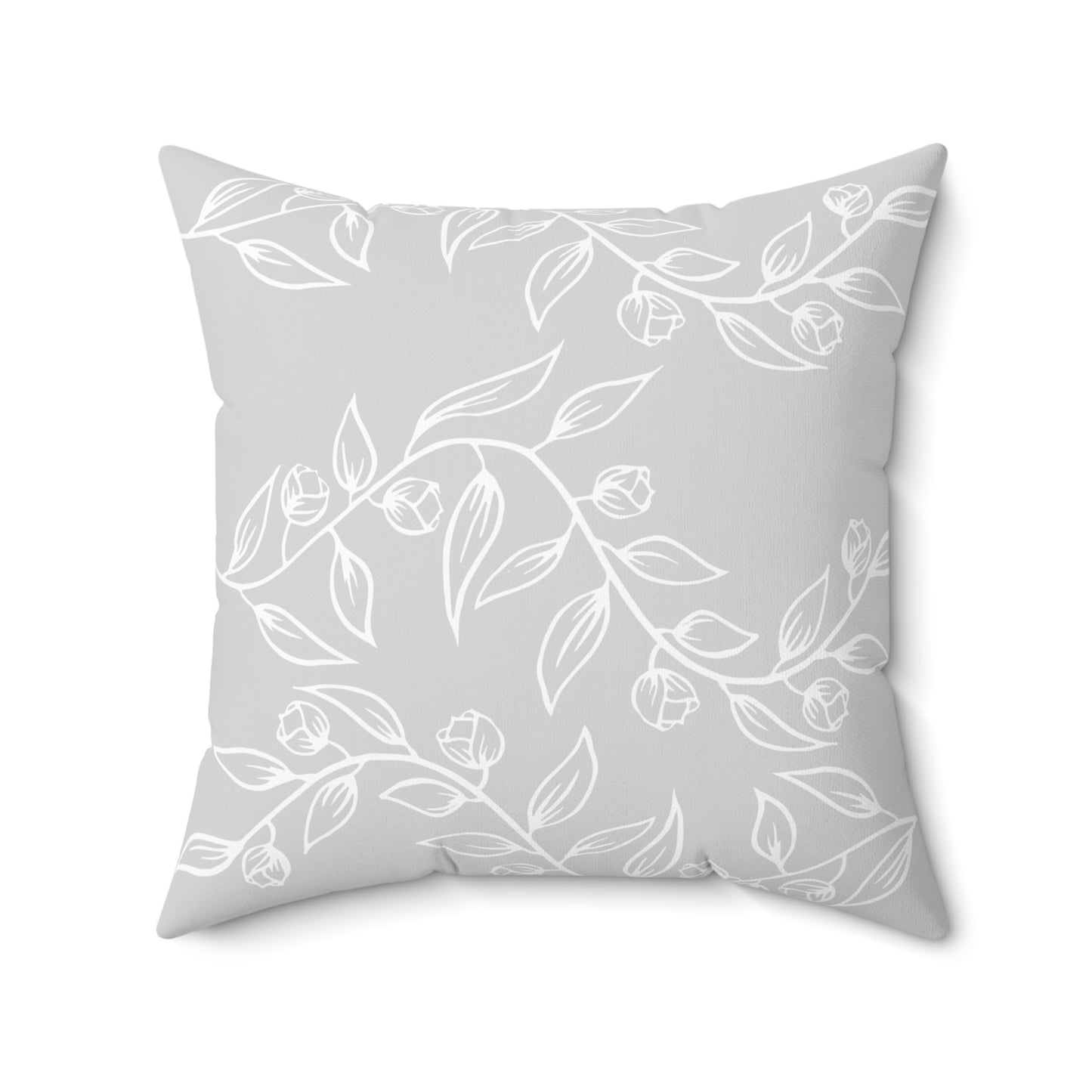 Square Pillow with Gray Vine Design