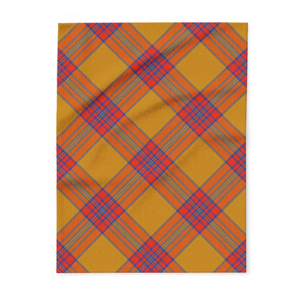 Fleece Blanket - Orange and Blue Flannel Pattern