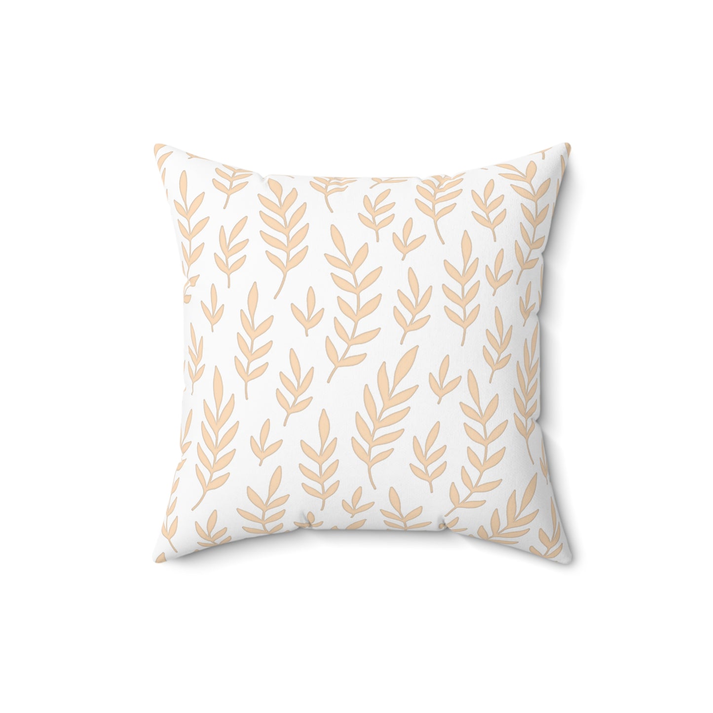 Square Pillow with Overlapping Tan Leaf Pattern