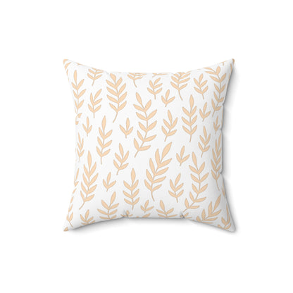 Square Pillow with Overlapping Tan Leaf Pattern