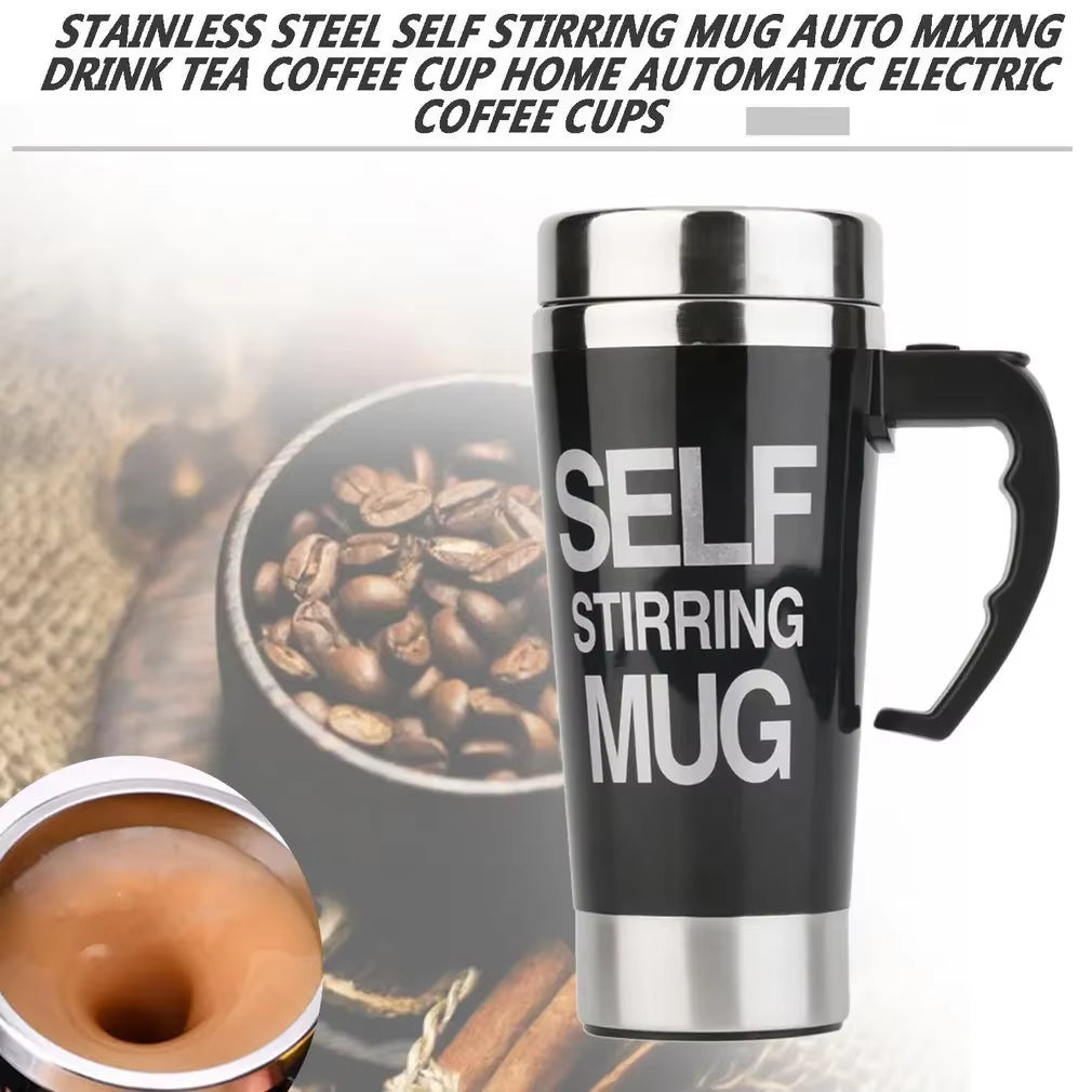 500ml Self-Stirring Stainless Steel Thermal Mug – Automatic Mixing Coffee Cup for Home and Office