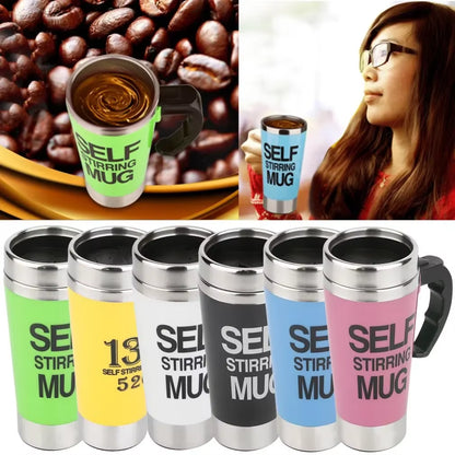 500ml Self-Stirring Stainless Steel Thermal Mug – Automatic Mixing Coffee Cup for Home and Office