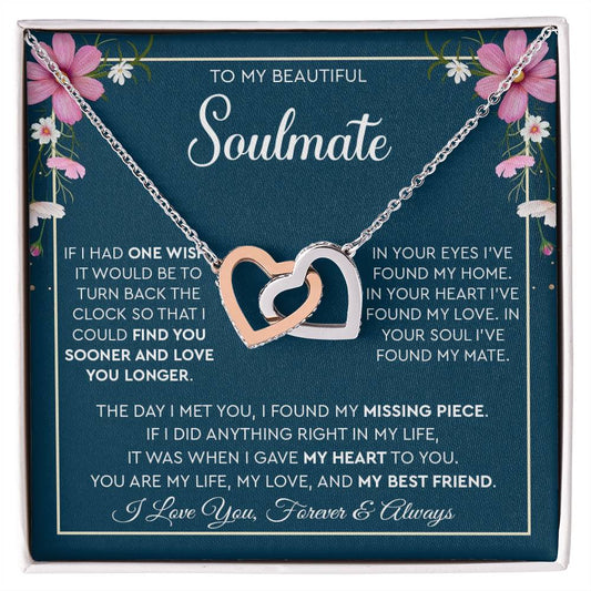 To My Beautiful Soulmate | Interlocking Hearts necklace