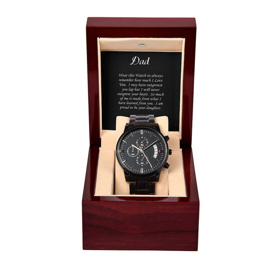 Dad Always & Forever | Black Chronograph Watch