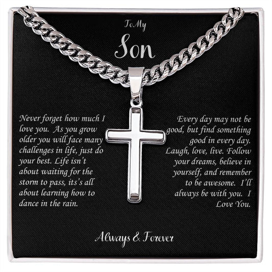 To My Son 2  |  Cuban Link Chain with Artisan Cross