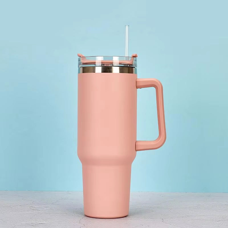 40oz Stainless Steel Insulated Travel Mug with Handle and Straw – Leak-Proof, BPA-Free Thermal Cup for Hot and Cold Beverages